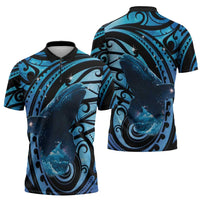 New Zealand Matariki Zipper Polo Shirt Maori Humpback Whale Galaxy LT22 - Polynesian Pride