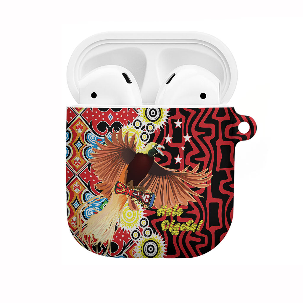 Papua New Guinea Pidgin Language Week AirPods Case Halo Olgeta Tok Pisin Wik Bird Of Paradise Oro Batik LT22 Red - Polynesian Pride