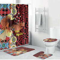 Papua New Guinea Pidgin Language Week Bathroom Set Halo Olgeta Tok Pisin Wik Bird Of Paradise Oro Batik LT22 Bathroom Set (4 pcs) Red - Polynesian Pride