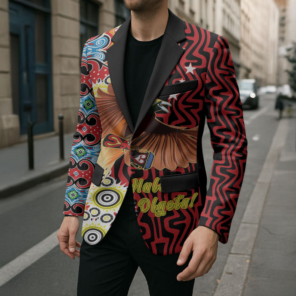 Personalised Papua New Guinea Pidgin Language Week Blazer Halo Olgeta Tok Pisin Wik Bird Of Paradise Oro Batik LT22 - Polynesian Pride