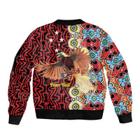 Personalised Papua New Guinea Pidgin Language Week Bomber Jacket Halo Olgeta Tok Pisin Wik Bird Of Paradise Oro Batik LT22 - Polynesian Pride