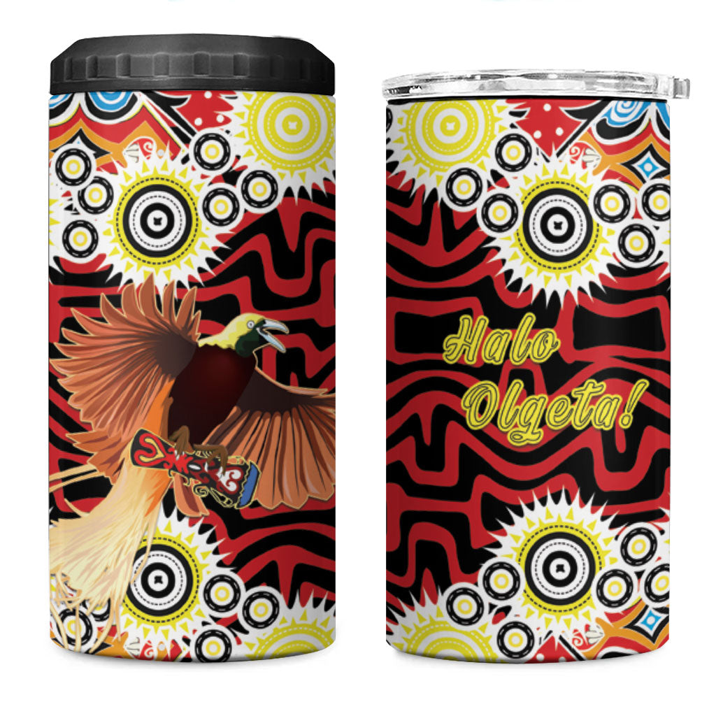 Papua New Guinea Pidgin Language Week 4 in 1 Can Cooler Tumbler Halo Olgeta Tok Pisin Wik Bird Of Paradise Oro Batik LT22 One Size: 16 oz Red - Polynesian Pride