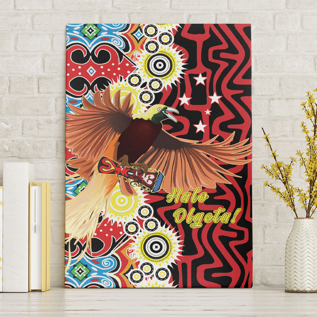Papua New Guinea Pidgin Language Week Canvas Wall Art Halo Olgeta Tok Pisin Wik Bird Of Paradise Oro Batik LT22 Without Frame Red - Polynesian Pride