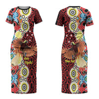 Personalised Papua New Guinea Pidgin Language Week Couples Matching Short Sleeve Bodycon Dress and Long Sleeve Button Shirt Halo Olgeta Tok Pisin Wik Bird Of Paradise Oro Batik LT22 - Polynesian Pride