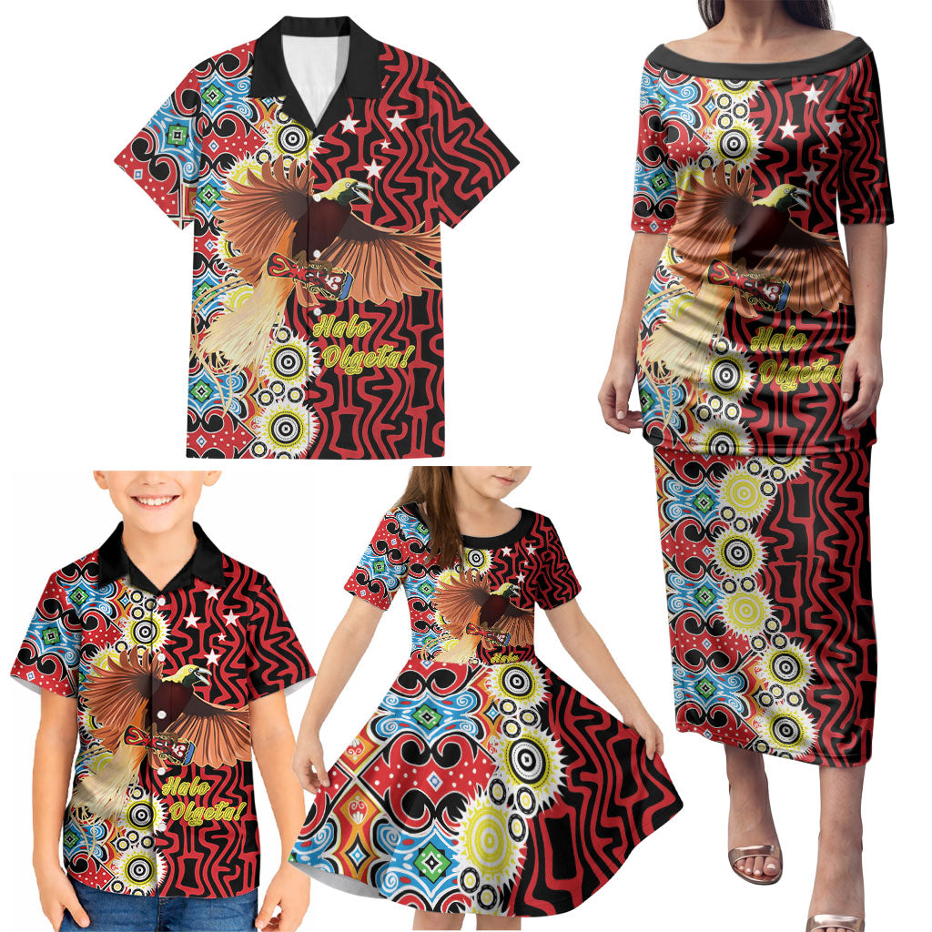 Personalised Papua New Guinea Pidgin Language Week Family Matching Puletasi and Hawaiian Shirt Halo Olgeta Tok Pisin Wik Bird Of Paradise Oro Batik LT22 - Polynesian Pride