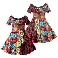 Personalised Papua New Guinea Pidgin Language Week Family Matching Summer Maxi Dress and Hawaiian Shirt Halo Olgeta Tok Pisin Wik Bird Of Paradise Oro Batik LT22 Daughter's Dress Red - Polynesian Pride