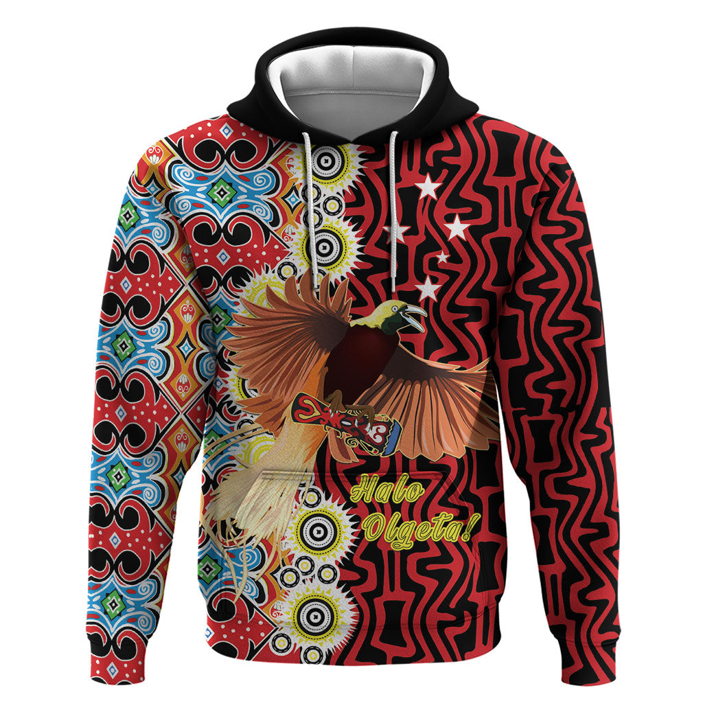 Personalised Papua New Guinea Pidgin Language Week Hoodie Halo Olgeta Tok Pisin Wik Bird Of Paradise Oro Batik LT22 Pullover Hoodie Red - Polynesian Pride
