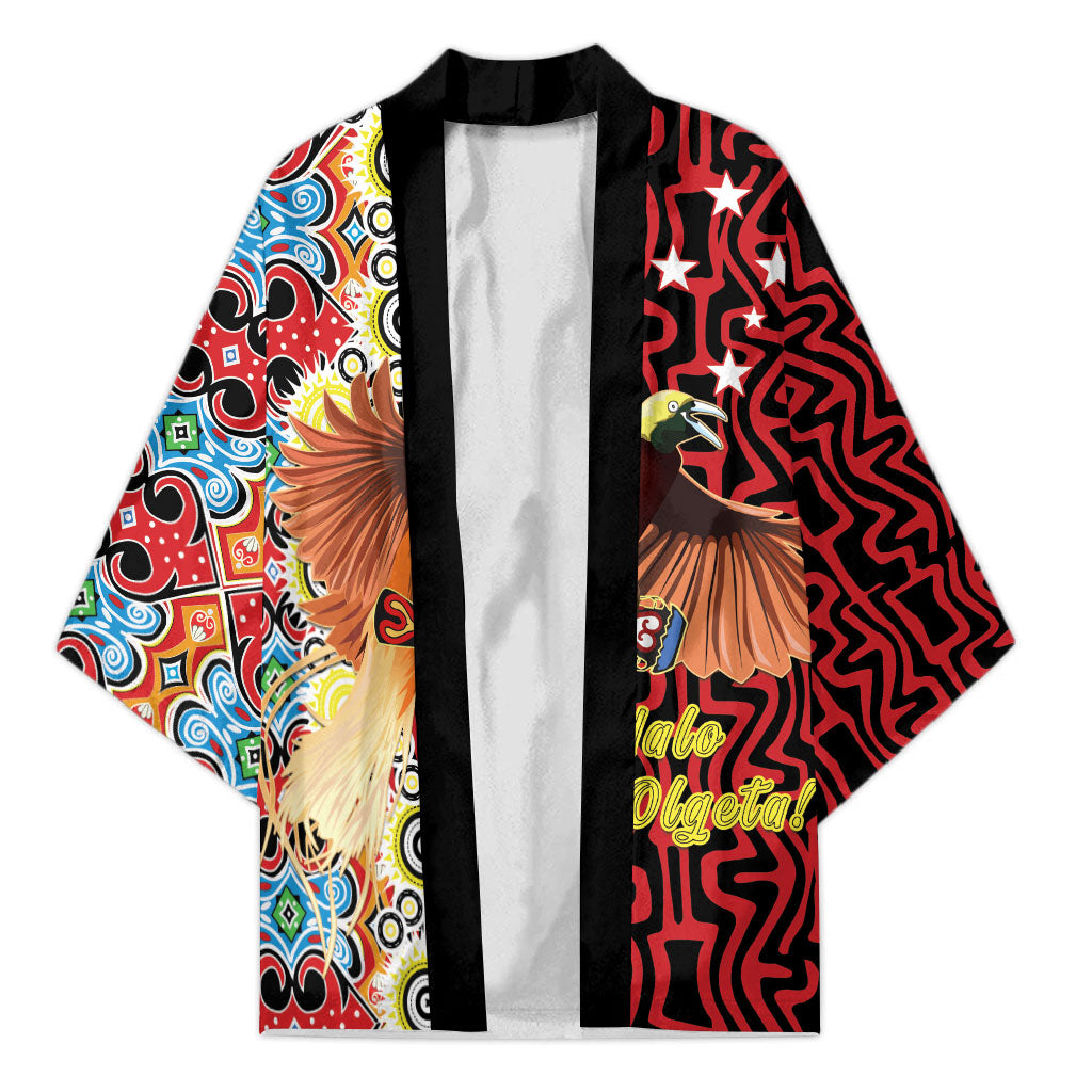 Personalised Papua New Guinea Pidgin Language Week Kimono Halo Olgeta Tok Pisin Wik Bird Of Paradise Oro Batik LT22 Unisex Red - Polynesian Pride