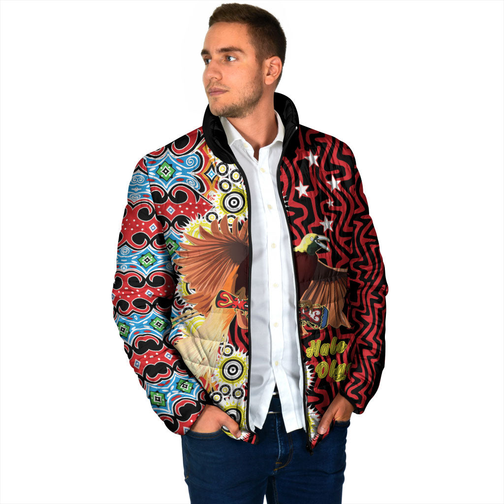 Personalised Papua New Guinea Pidgin Language Week Padded Jacket Halo Olgeta Tok Pisin Wik Bird Of Paradise Oro Batik LT22 - Polynesian Pride