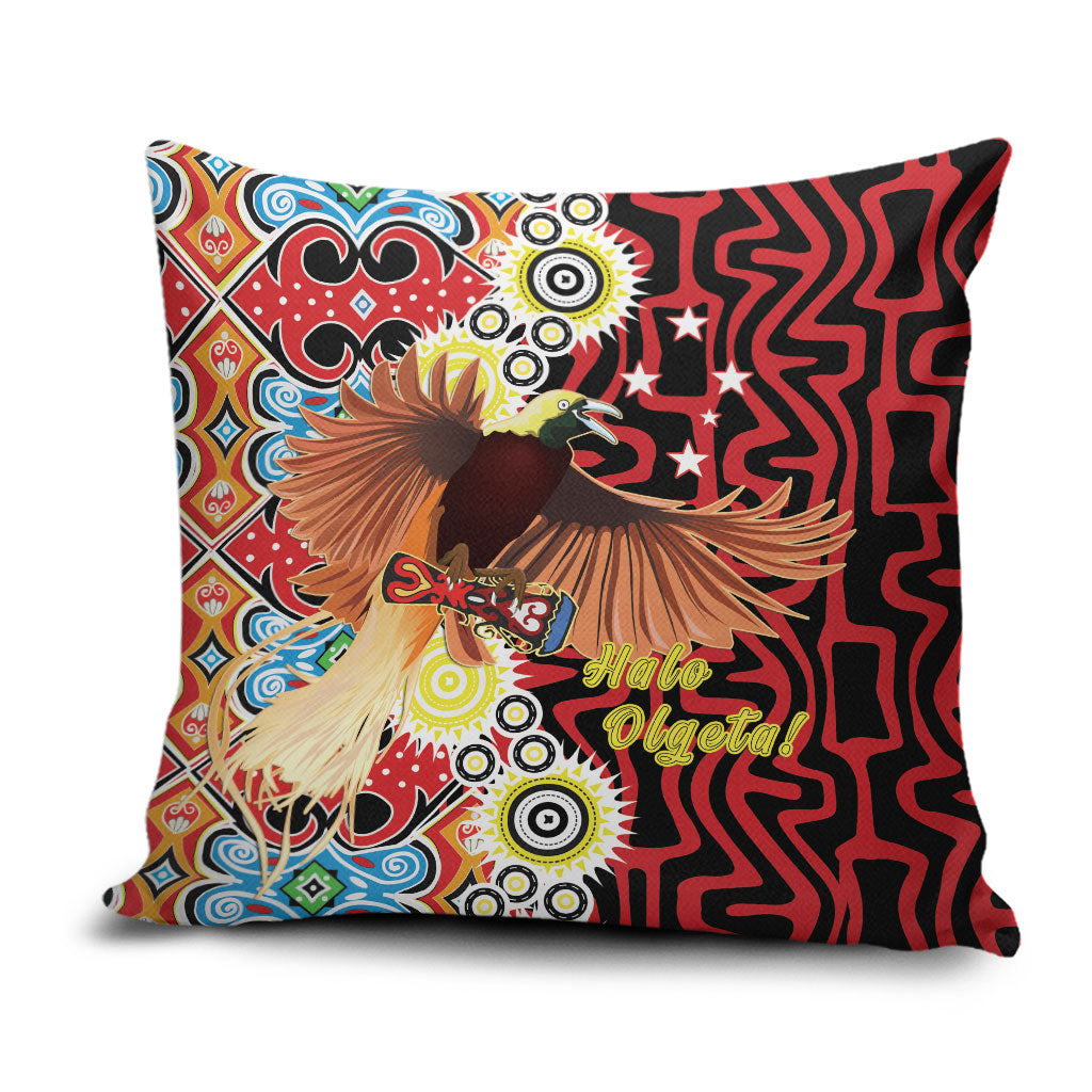 Papua New Guinea Pidgin Language Week Pillow Cover Halo Olgeta Tok Pisin Wik Bird Of Paradise Oro Batik LT22 Red - Polynesian Pride