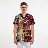 Personalised Papua New Guinea Pidgin Language Week Scrub Top Halo Olgeta Tok Pisin Wik Bird Of Paradise Oro Batik LT22 - Polynesian Pride
