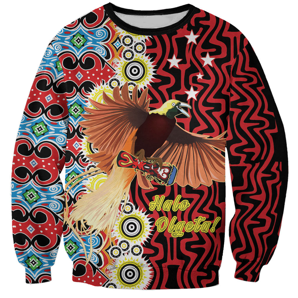 Personalised Papua New Guinea Pidgin Language Week Sweatshirt Halo Olgeta Tok Pisin Wik Bird Of Paradise Oro Batik LT22 Unisex Red - Polynesian Pride