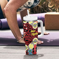 Papua New Guinea Pidgin Language Week Tumbler With Handle Halo Olgeta Tok Pisin Wik Bird Of Paradise Oro Batik LT22 - Polynesian Pride