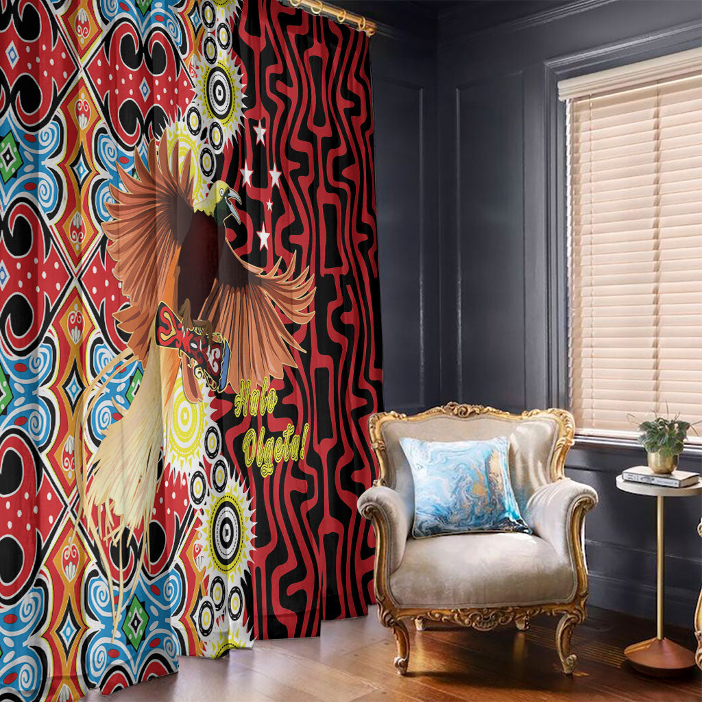 Papua New Guinea Pidgin Language Week Window Curtain Halo Olgeta Tok Pisin Wik Bird Of Paradise Oro Batik LT22 - Polynesian Pride