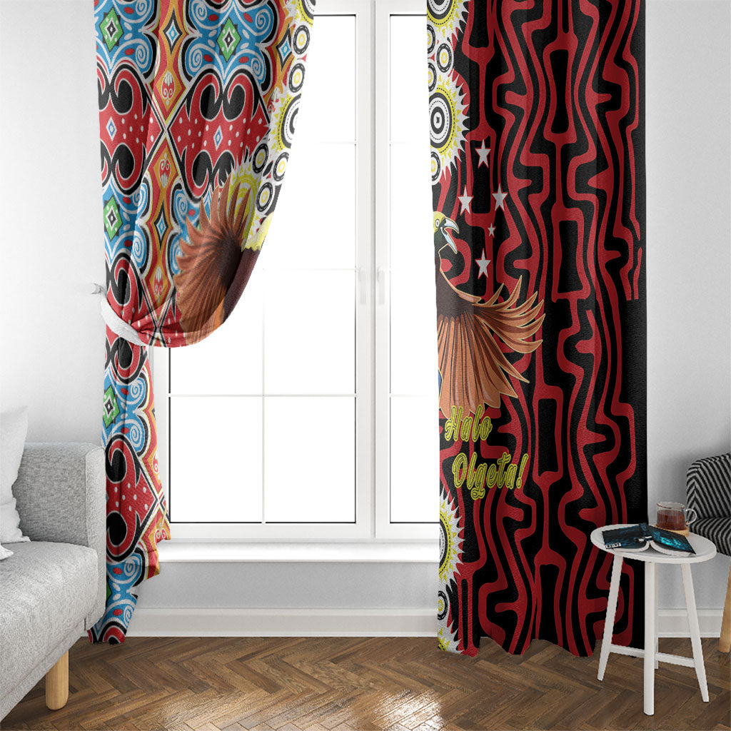 Papua New Guinea Pidgin Language Week Window Curtain Halo Olgeta Tok Pisin Wik Bird Of Paradise Oro Batik LT22 - Polynesian Pride
