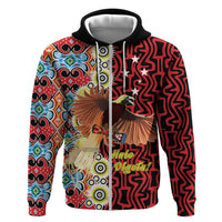 Personalised Papua New Guinea Pidgin Language Week Zip Hoodie Halo Olgeta Tok Pisin Wik Bird Of Paradise Oro Batik LT22 Zip Hoodie Red - Polynesian Pride