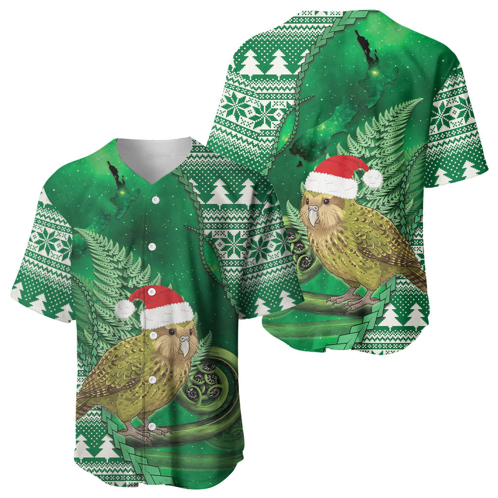 New Zealand Kakapo Christmas In July Baseball Jersey Silver Fern Santa Xmas Green Color