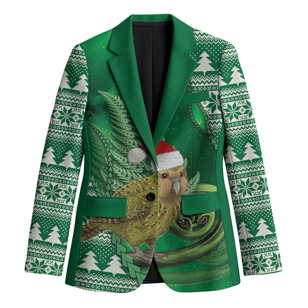 New Zealand Kakapo Christmas In July Blazer Silver Fern Santa Xmas Green Color