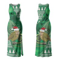 New Zealand Kakapo Christmas In July Couples Matching Tank Maxi Dress and Hawaiian Shirt Silver Fern Santa Xmas Green Color LT22 - Polynesian Pride