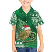 New Zealand Kakapo Christmas In July Family Matching Summer Maxi Dress and Hawaiian Shirt Silver Fern Santa Xmas Green Color