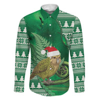 New Zealand Kakapo Christmas In July Family Matching Tank Maxi Dress and Hawaiian Shirt Silver Fern Santa Xmas Green Color