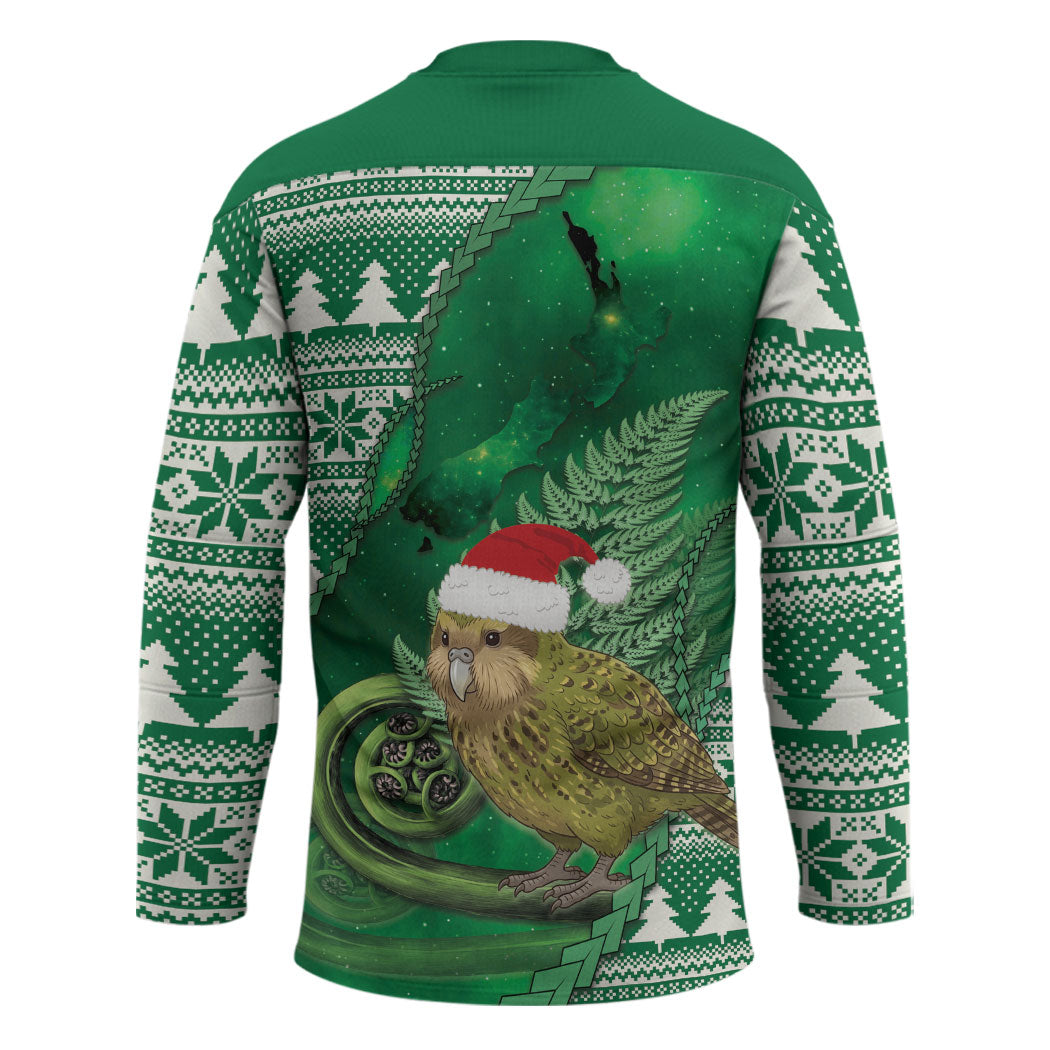 New Zealand Kakapo Christmas In July Hockey Jersey Silver Fern Santa Xmas Green Color