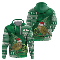 New Zealand Kakapo Christmas In July Hoodie Silver Fern Santa Xmas Green Color
