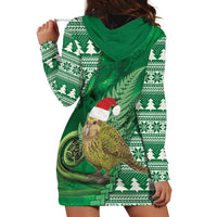 New Zealand Kakapo Christmas In July Hoodie Dress Silver Fern Santa Xmas Green Color