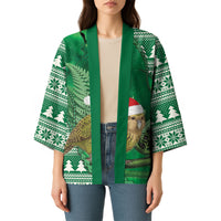 New Zealand Kakapo Christmas In July Kimono Silver Fern Santa Xmas Green Color
