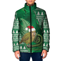New Zealand Kakapo Christmas In July Padded Jacket Silver Fern Santa Xmas Green Color