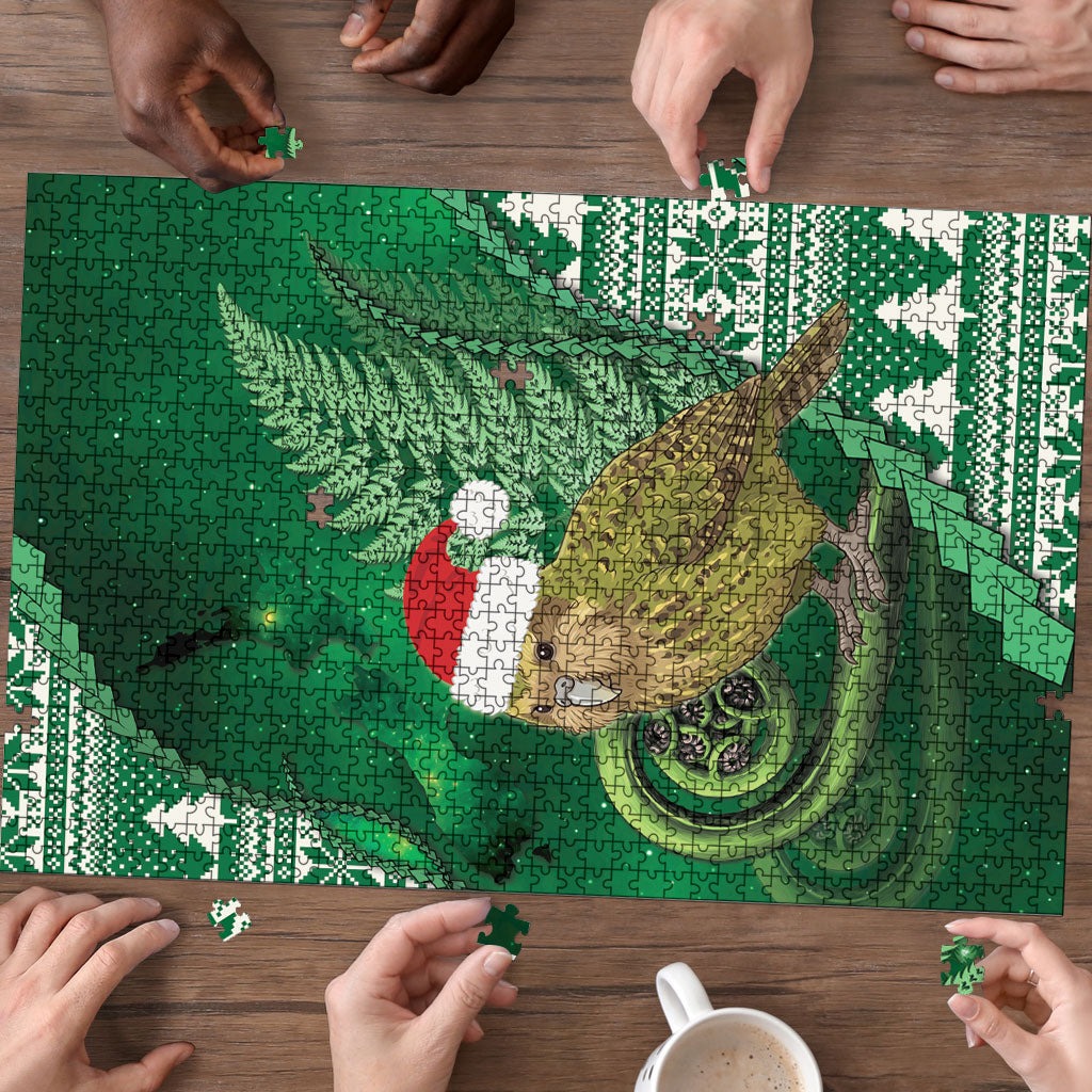 New Zealand Kakapo Christmas In July Puzzle Silver Fern Santa Xmas Green Color