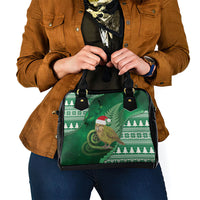 New Zealand Kakapo Christmas In July Shoulder Handbag Silver Fern Santa Xmas Green Color