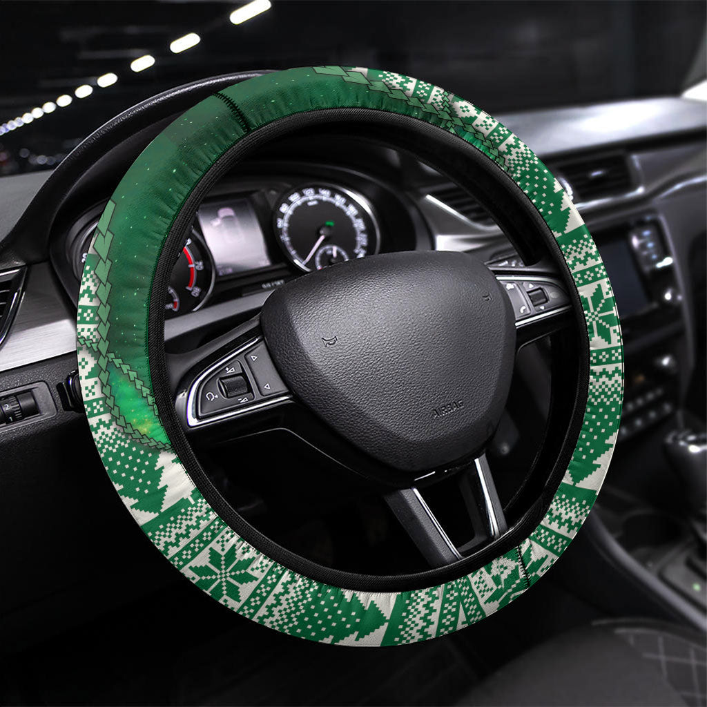 New Zealand Kakapo Christmas In July Steering Wheel Cover Silver Fern Santa Xmas Green Color LT22 Universal Fit Green - Polynesian Pride