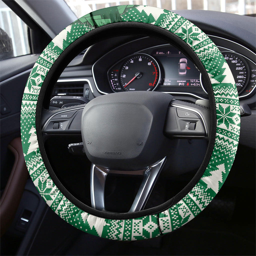 New Zealand Kakapo Christmas In July Steering Wheel Cover Silver Fern Santa Xmas Green Color