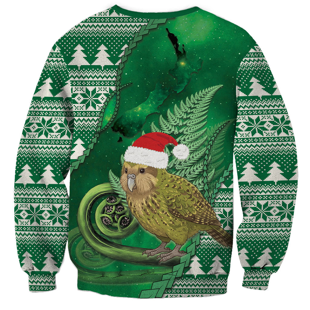 New Zealand Kakapo Christmas In July Sweatshirt Silver Fern Santa Xmas Green Color