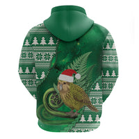 New Zealand Kakapo Christmas In July Zip Hoodie Silver Fern Santa Xmas Green Color