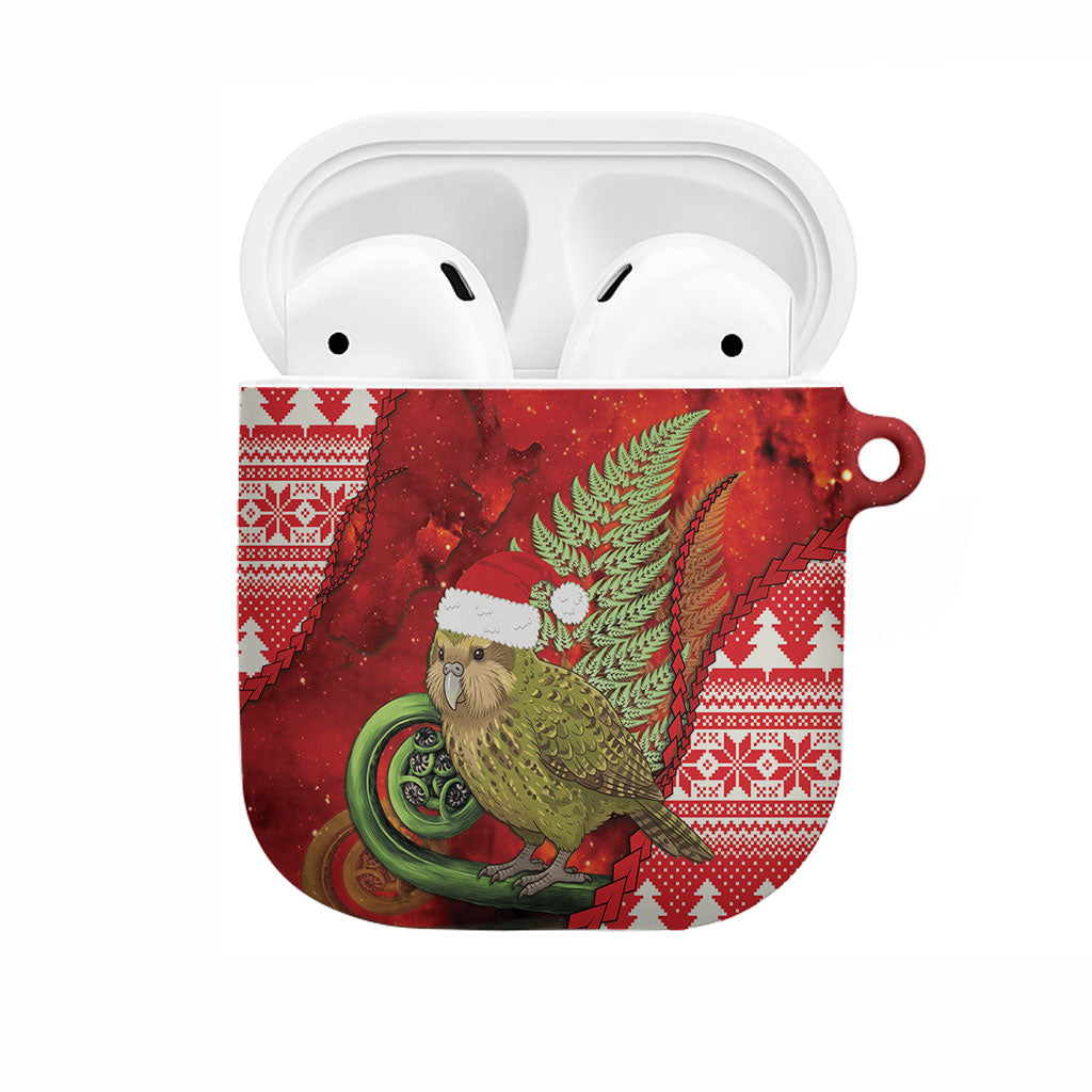 New Zealand Kakapo Christmas In July AirPods Case Silver Fern Santa Xmas Red Color