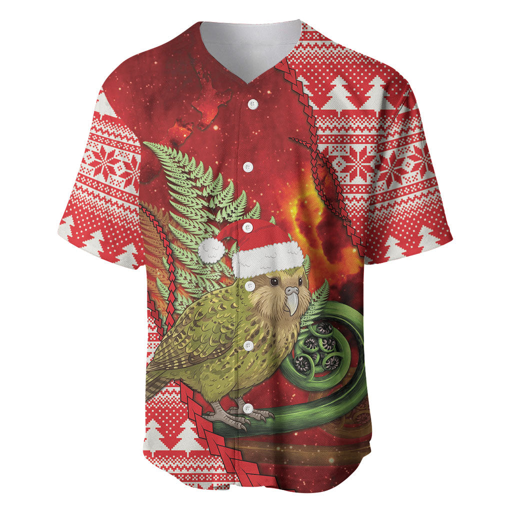 New Zealand Kakapo Christmas In July Baseball Jersey Silver Fern Santa Xmas Red Color LT22 Red - Polynesian Pride