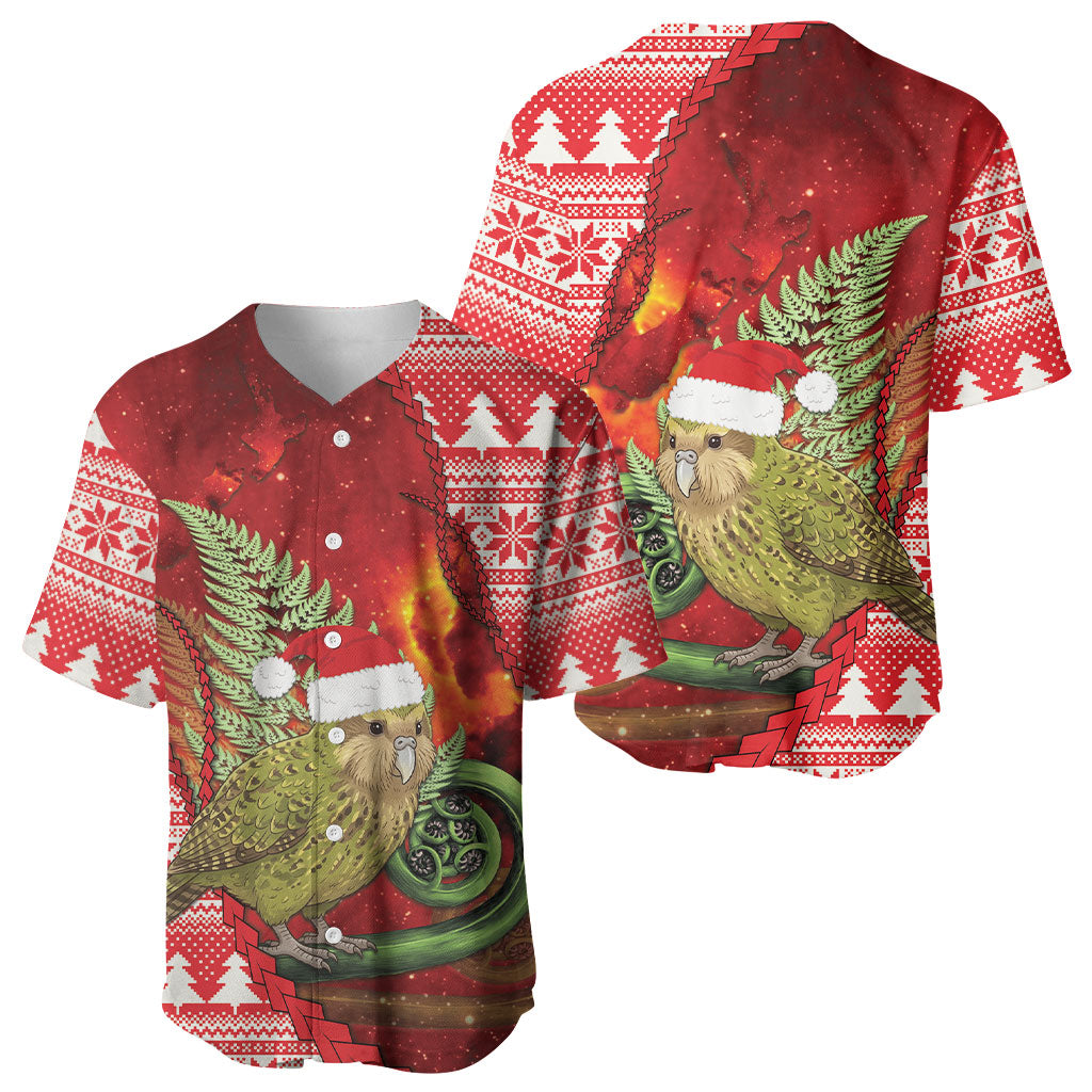 New Zealand Kakapo Christmas In July Baseball Jersey Silver Fern Santa Xmas Red Color