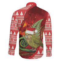 New Zealand Kakapo Christmas In July Family Matching Long Sleeve Bodycon Dress and Hawaiian Shirt Silver Fern Santa Xmas Red Color