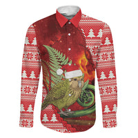 New Zealand Kakapo Christmas In July Family Matching Tank Maxi Dress and Hawaiian Shirt Silver Fern Santa Xmas Red Color