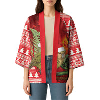 New Zealand Kakapo Christmas In July Kimono Silver Fern Santa Xmas Red Color