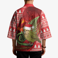 New Zealand Kakapo Christmas In July Kimono Silver Fern Santa Xmas Red Color