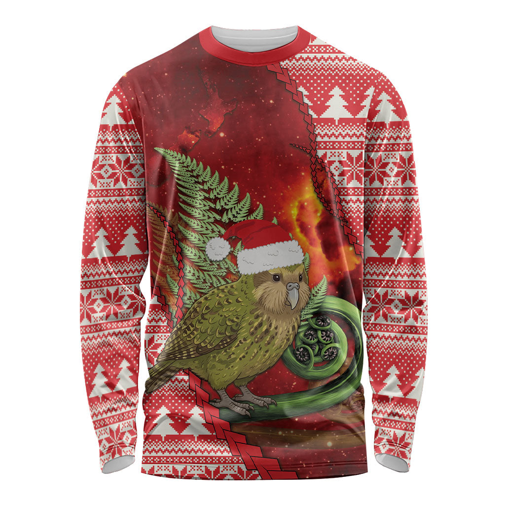 New Zealand Kakapo Christmas In July Long Sleeve Shirt Silver Fern Santa Xmas Red Color LT22 Unisex Red - Polynesian Pride