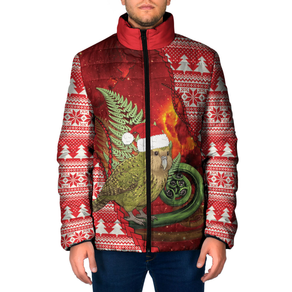 New Zealand Kakapo Christmas In July Padded Jacket Silver Fern Santa Xmas Red Color LT22 Men Red - Polynesian Pride