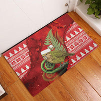New Zealand Kakapo Christmas In July Rubber Doormat Silver Fern Santa Xmas Red Color