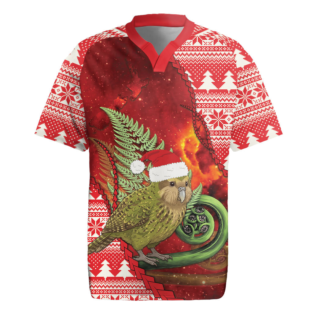 New Zealand Kakapo Christmas In July Rugby Jersey Silver Fern Santa Xmas Red Color
