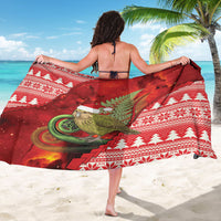 New Zealand Kakapo Christmas In July Sarong Silver Fern Santa Xmas Red Color