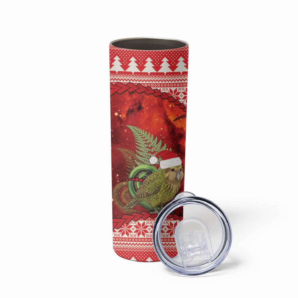 New Zealand Kakapo Christmas In July Skinny Tumbler Silver Fern Santa Xmas Red Color