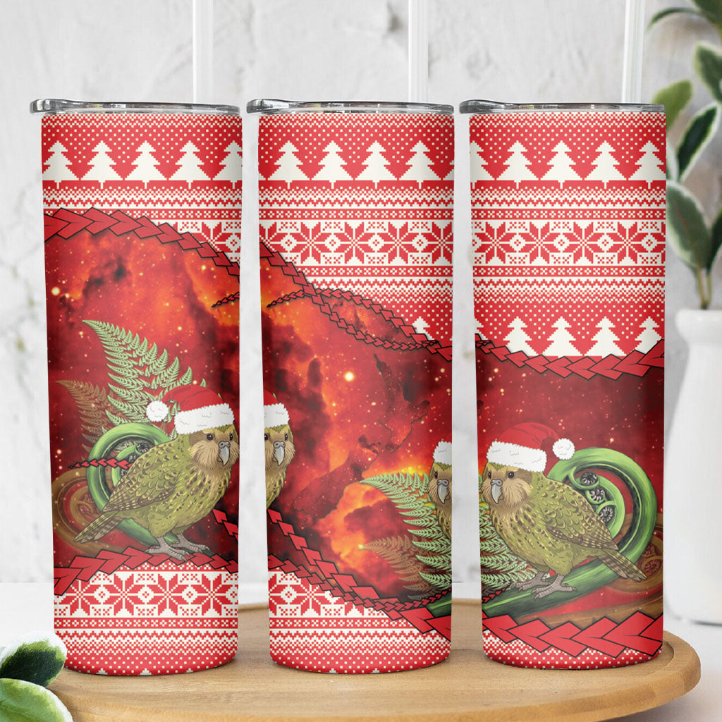 New Zealand Kakapo Christmas In July Skinny Tumbler Silver Fern Santa Xmas Red Color